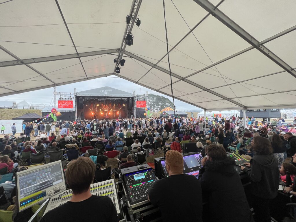 View of FOH with the main stage in the background