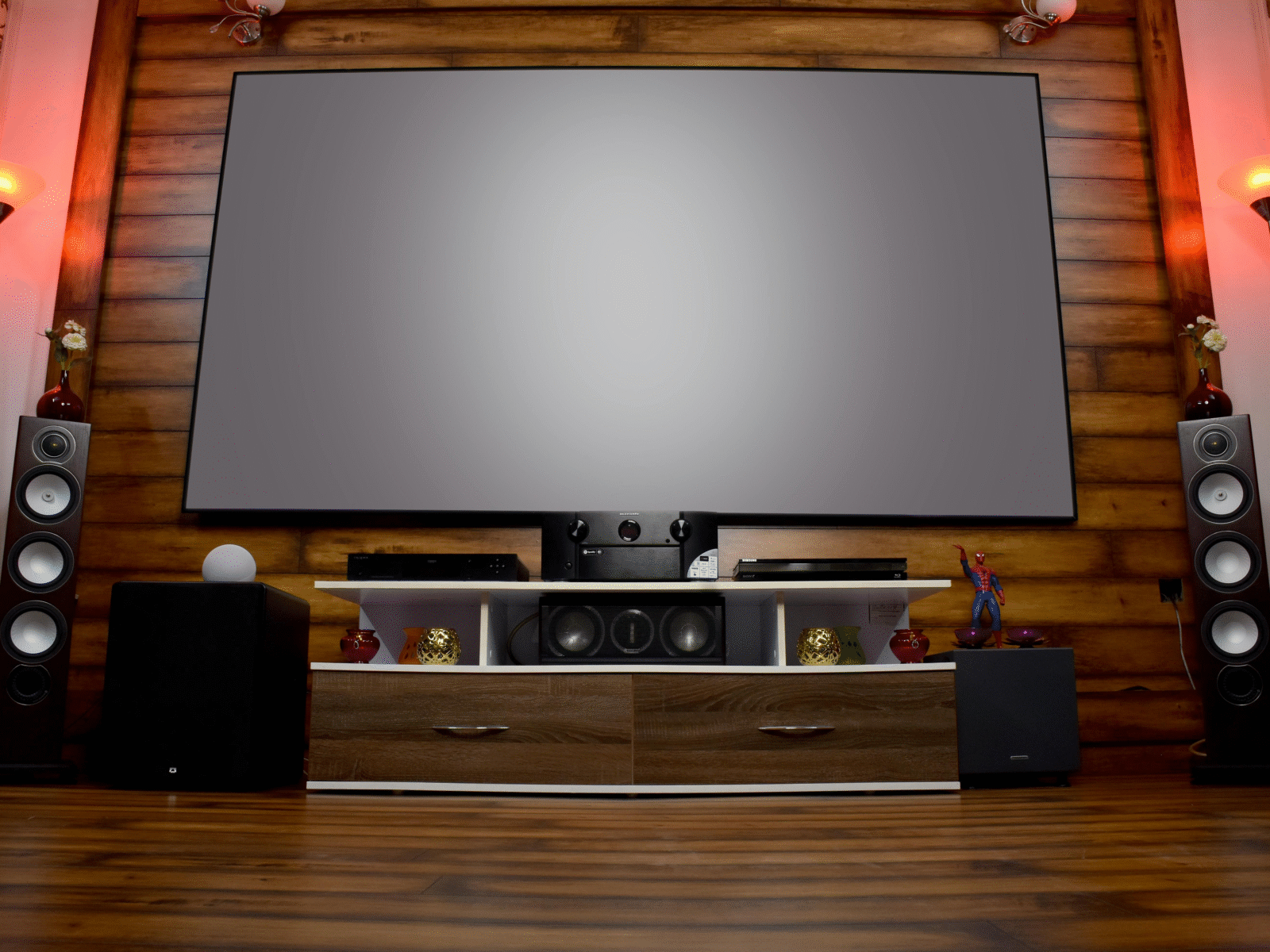 A home cinema and surround sound system installation.